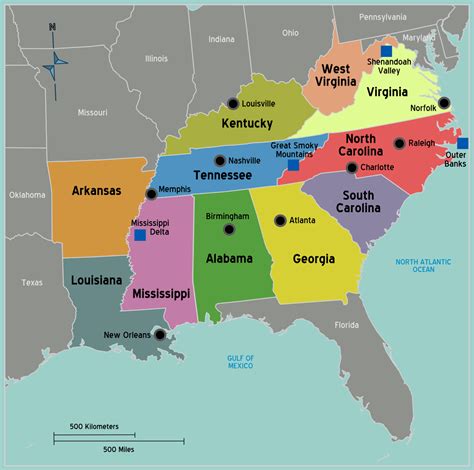 Map Of Us Southern States