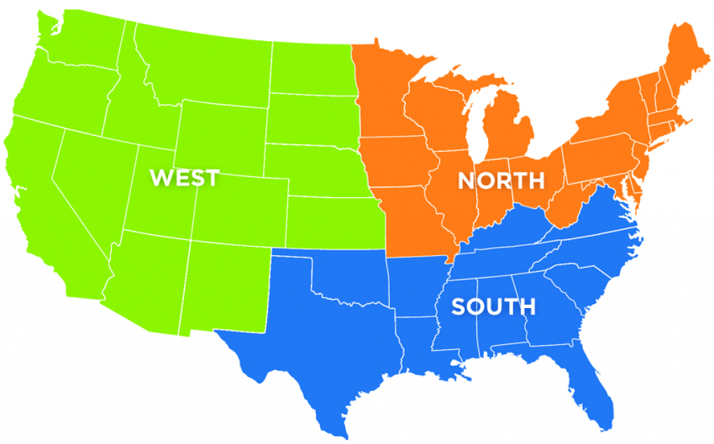 Map Showing States In The Northern Southern And Western Regions Of