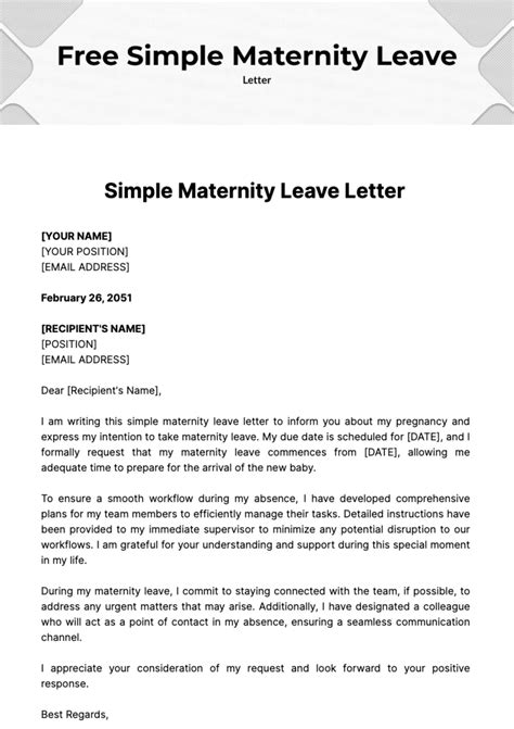 Maternity Leave Letter Template Maternity Leave Letter Maternity