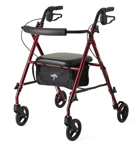 Medline Ultra Lightweight Aluminum Rollator Walker With Adjustable