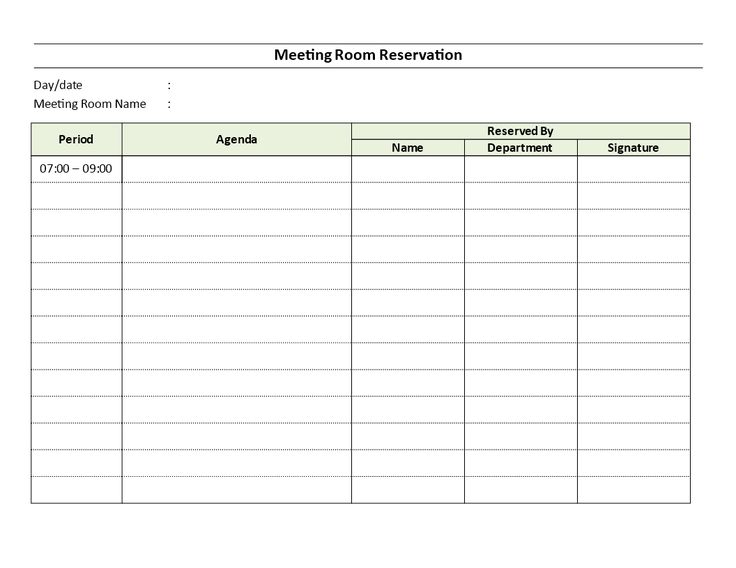 Meeting Room Schedule Room Reservation Template Conference Room