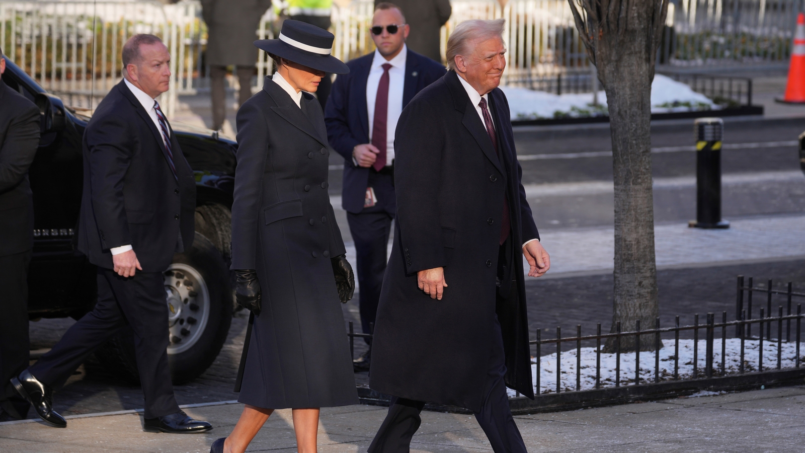 Melania Trump Inauguration Dress First Lady Wears Wide Hat With Dark