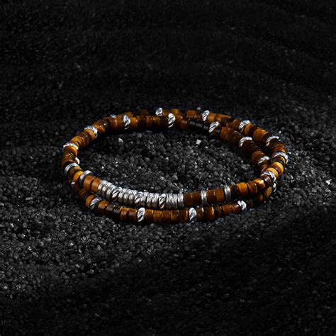 Men S Tiger Eye Stone Double Wrap Heishi Beads Bracelet Atolyestone