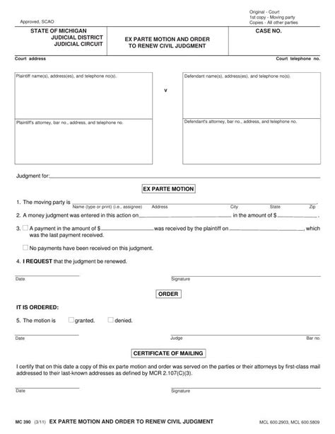 Michigan Form Ex Parte Fill Out Printable Pdf Forms Online