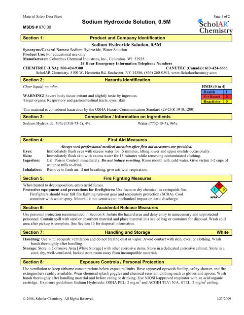 Msds For Sodium Hydroxide, 40%