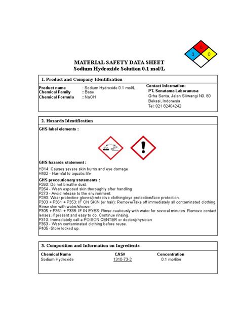 Msds Naoh 0 1 N Toxicity Firefighting