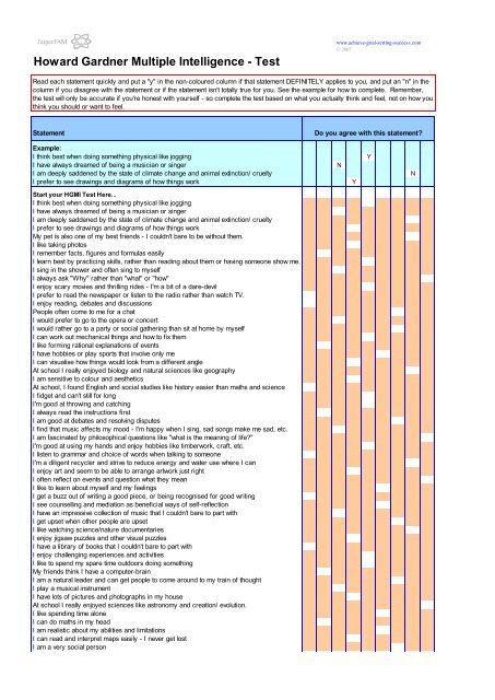 Multiple Intelligences Test