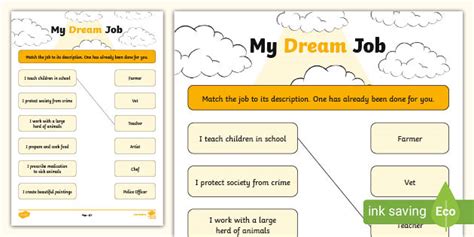 My Dream Job Activity Sheets Teacher Made