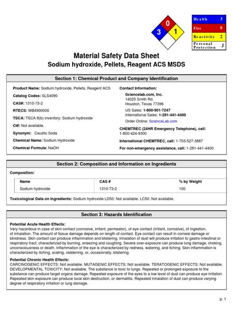 Naoh Msds Sheet: Protect Your Workplace