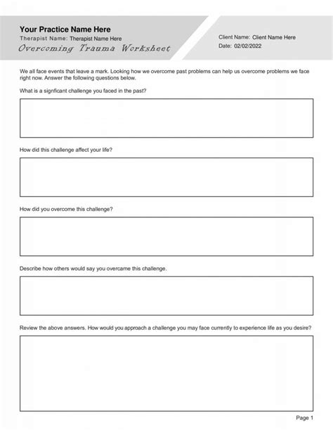 Narrative Therapy Overcoming Trauma Worksheet Editable Fillable Pdf