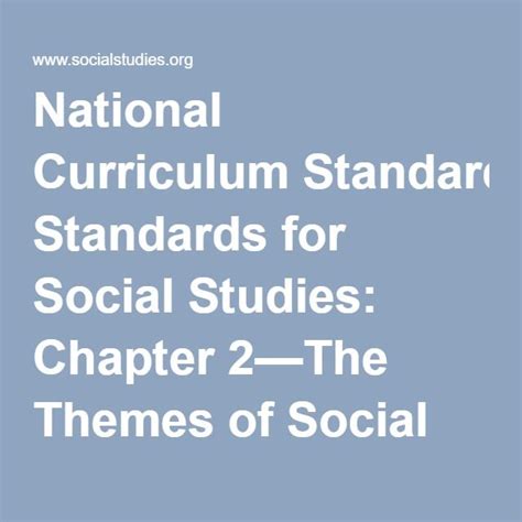 National Curriculum Standards For Social Studies A Framework For