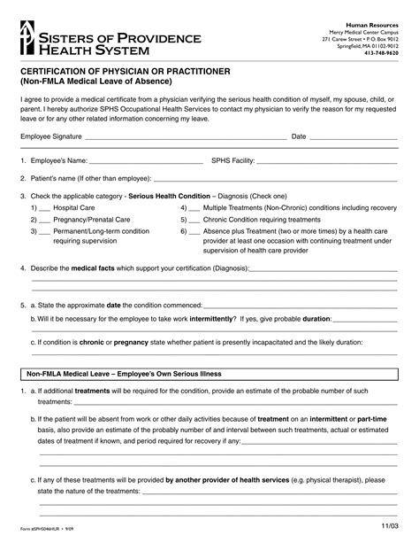 Non Fmla Medical Certification Form