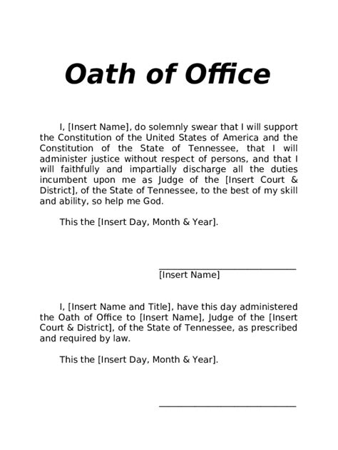 Oath Of Office Printable Copy