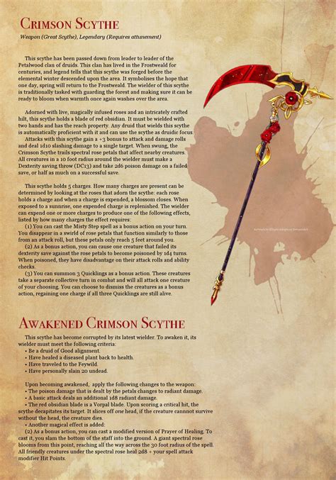 Of Tales Untold Homebrew Magic Item The Crimson Scythe I Made D