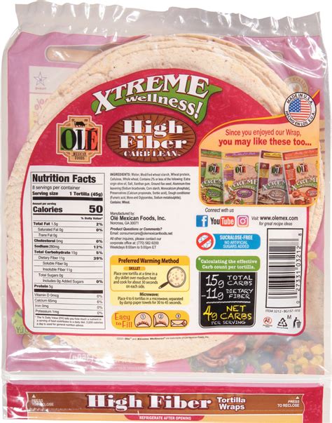 Ole Xtreme Wellness Tortilla Wraps High Fiber Planogram Back