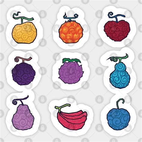 One Piece Devil Fruits 9 In 1 One Piece Sticker Teepublic