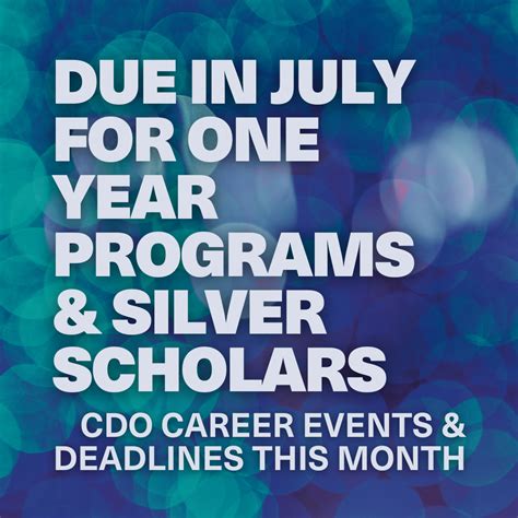 One Year Programs And Silver Scholars July To Do List Career