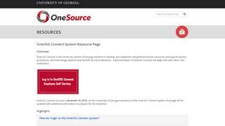 Oneusg Connect System Resources One Source