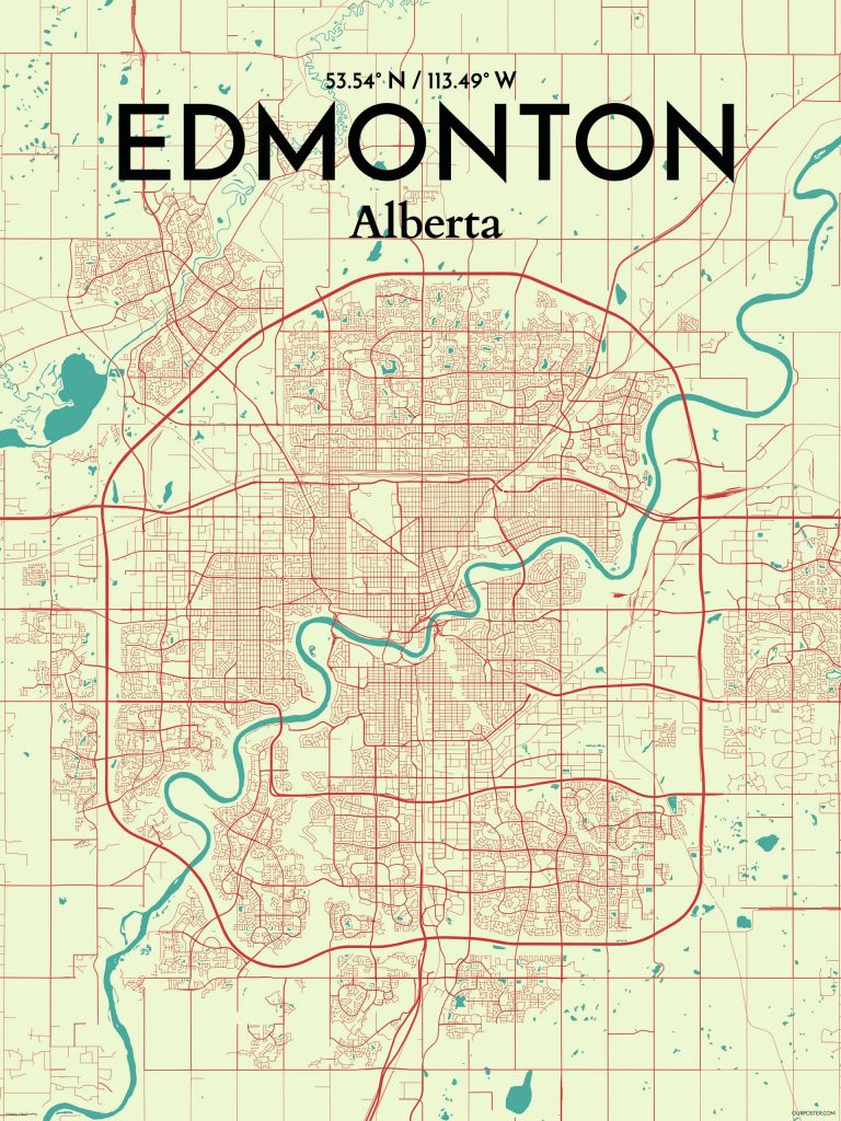 Ourposter Amp 39 Edmonton City Map Amp 39 Graphic Art Print Poster In Throughout