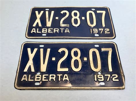 Pair Of 1972 Alberta License Plates Etsy