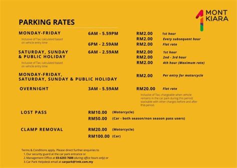 Parking Rates 1 Mont Kiara