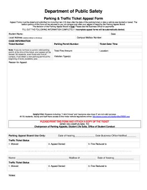 Parking Ticket Appeal Template Complete With Ease Airslate Signnow