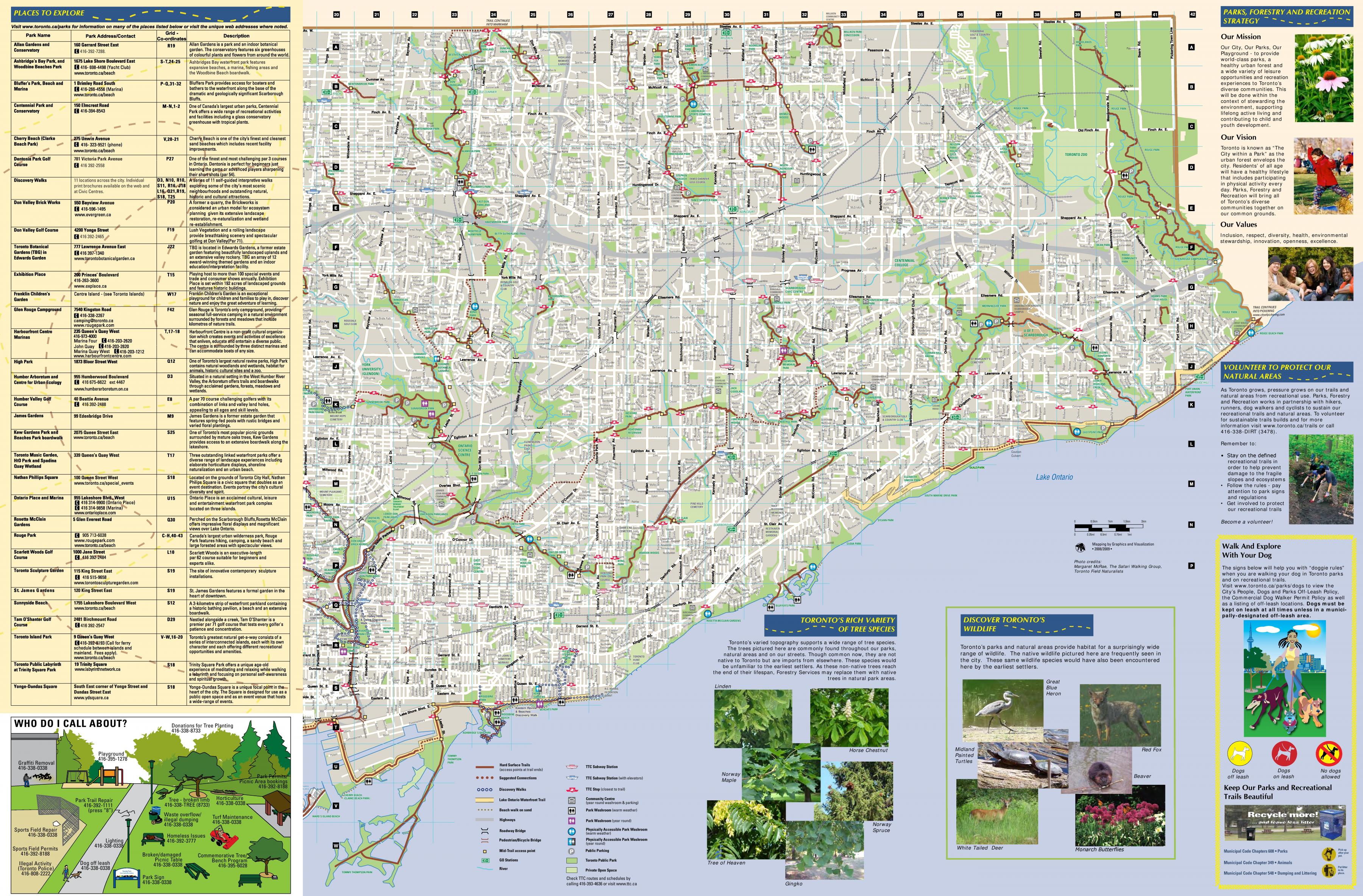 Parks And Walking Trails East Toronto Map Map Of Parks And Walking