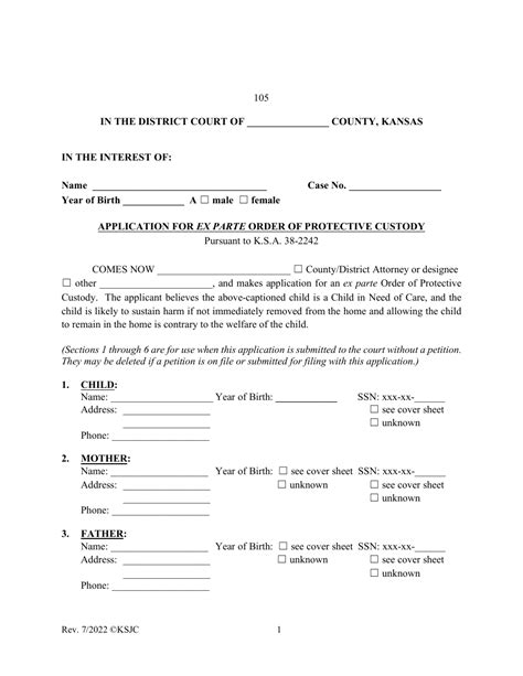 Parte Order Protective Custody Fill Online Printable Fillable