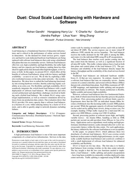 Pdf Duet Cloud Scale Load Balancing With Hardware And Software