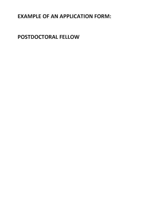 Pdf Example Of An Application Form Postdoctoral Fellow Example Of