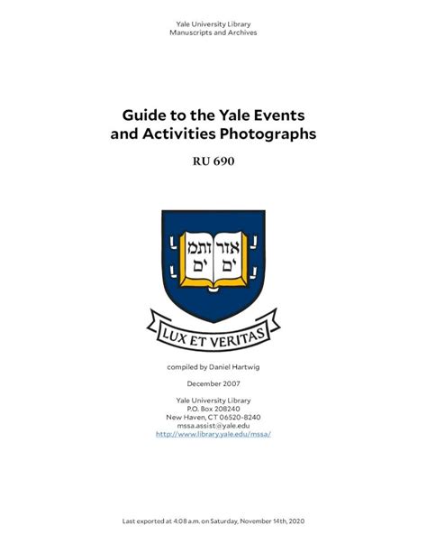 Pdf Guide To The Yale Events And Activities Photographsead Pdfs