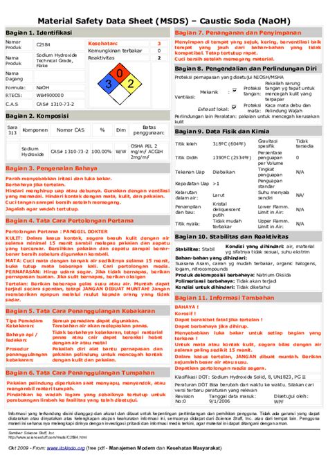 Pdf) Material Safety Data Sheet (Msds) -Caustic Soda (Naoh, 60% Off