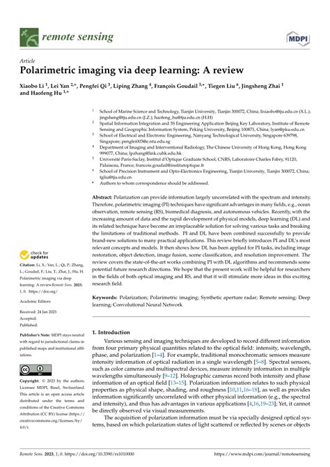 Pdf Polarimetric Imaging Via Deep Learning A Review