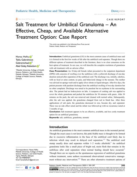 Pdf Salt Treatment For Umbilical Granuloma An Effective Cheap And