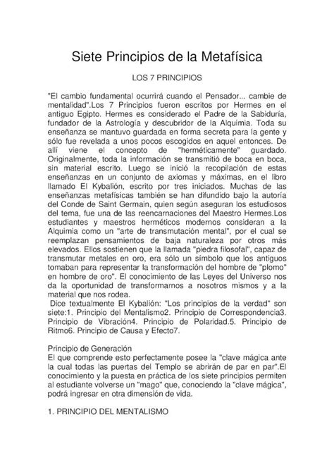 Pdf Siete Principios De La Metaf Sica 2020 9 10 Siete