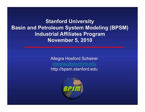 Pdf Stanford University Basin And Petroleum System Modeling