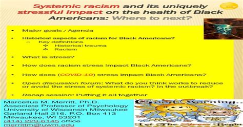 Pdf Systemic Racism And Its Uniquely Stressful Impact On The Health