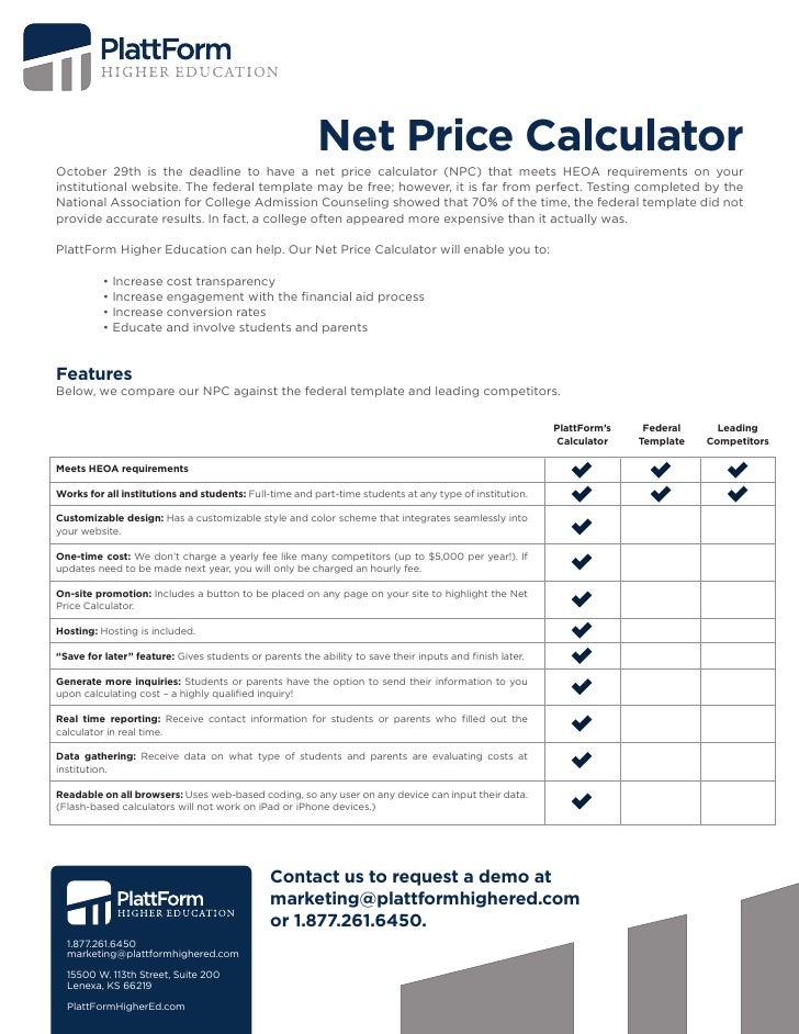 Pfhe Net Price Calculator One Sheet