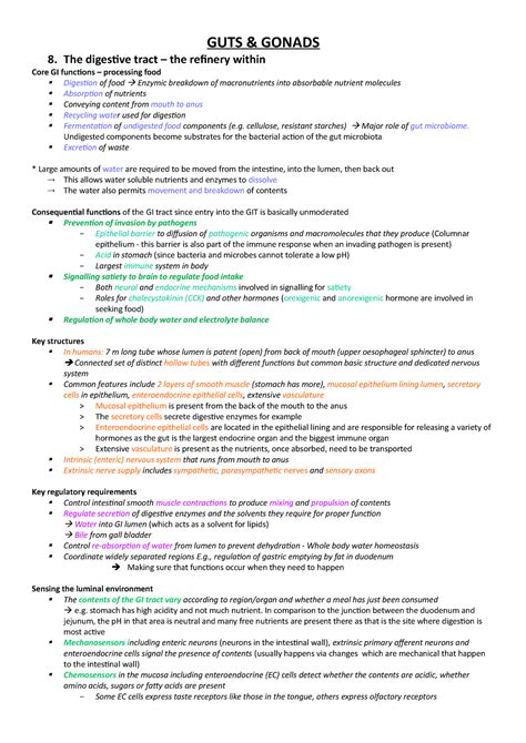 Physiology Guts Lecture Notes