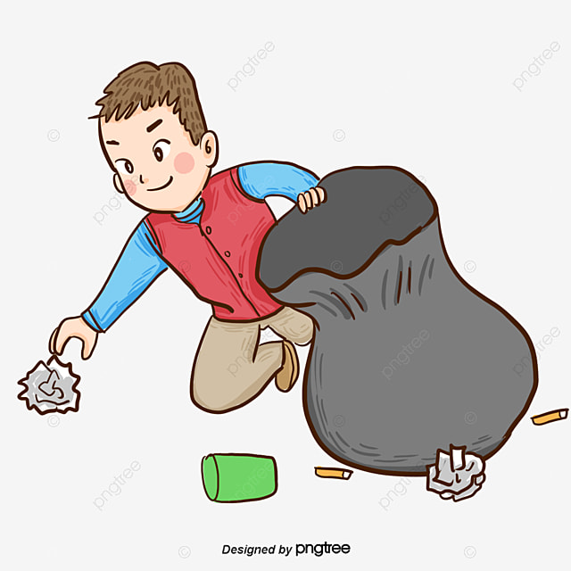 Picking Up Garbage Clipart Vector Boy Volunteers Pick Up Garbage And