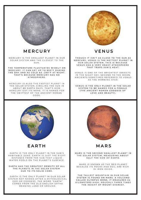 Planet Fact Sheets For Kids