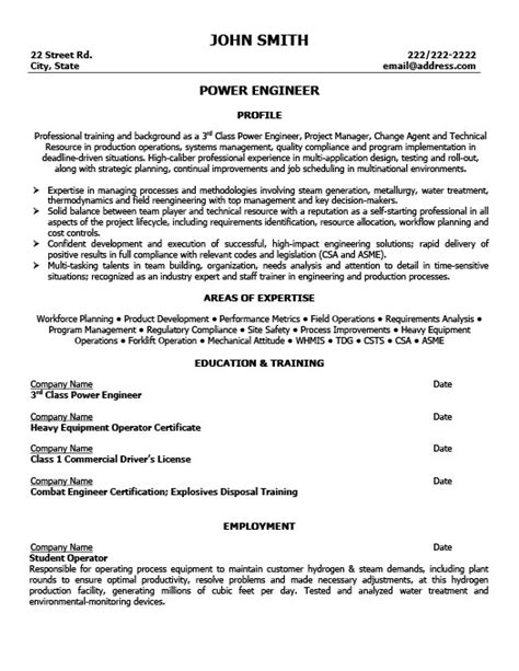 Power Engineer Resume Template E30