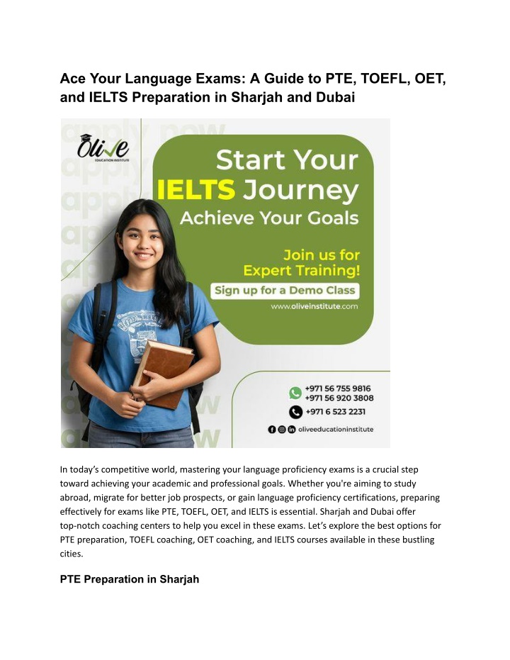 Ppt Ace Your Language Exams A Guide To Pte Toefl Oet And Ielts