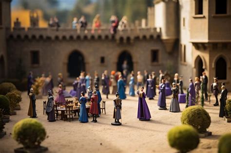 Premium Photo Tilt Shift Photo Of Castle Courtyard Gathering Nobles