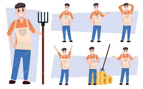 Premium Vector Farmers Male Rural Characters Agricultural Worker