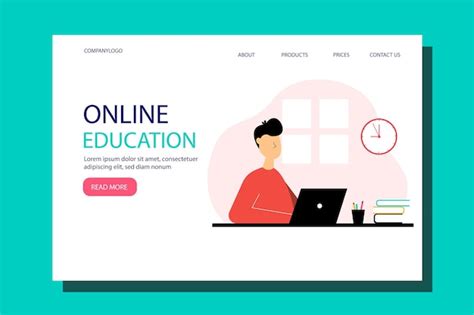 Premium Vector Web Page Design Template For Distance Education Online