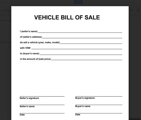 Print Bill Of Sale: Easy Vehicle Transactions