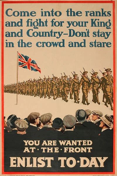 Print Of Wwi Poster Come Into The Ranks And Fight King And Country