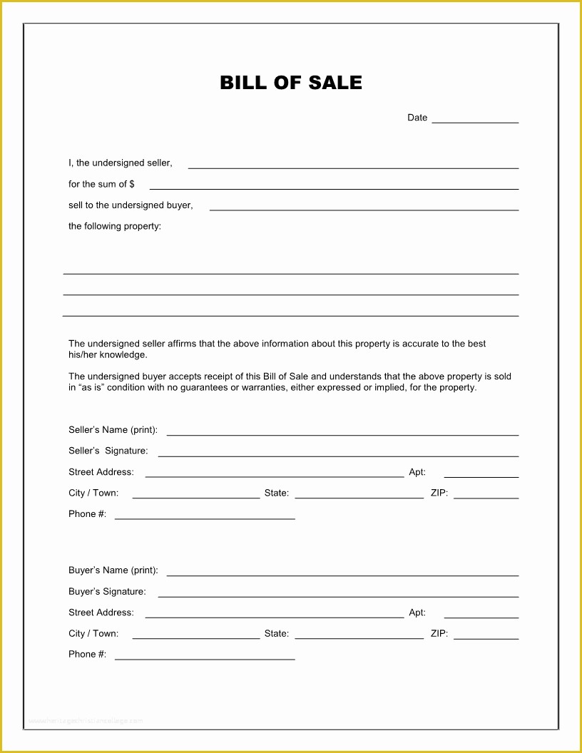 Printable Bill Of Sale Template Printables Template Free