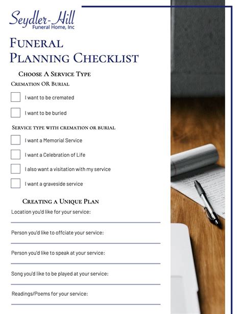 Printable Funeral Planning Checklist